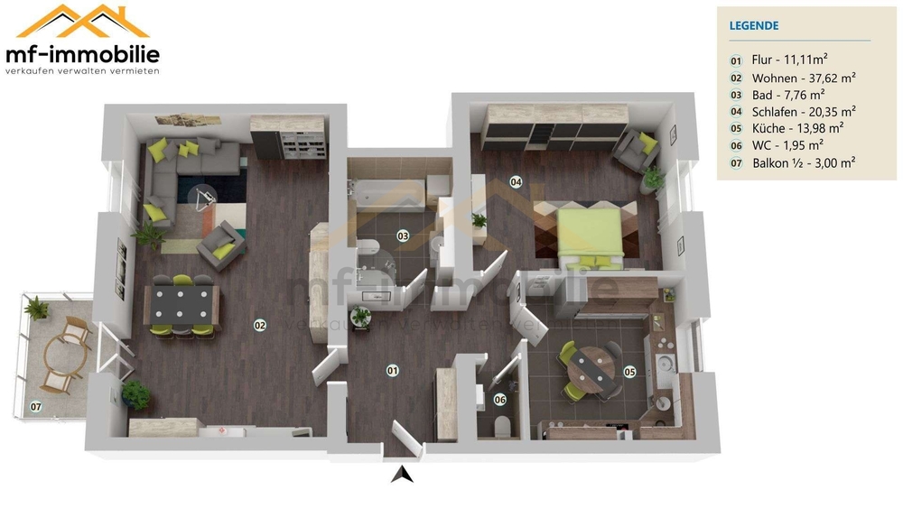 ansprechende 2-Zimmer-Wohnung in Mariental 95 m2, Küche, Bad, Gäste WC, - Etagenwohnung Mariental Helmstedt - Grasleben | Angebot:26910352