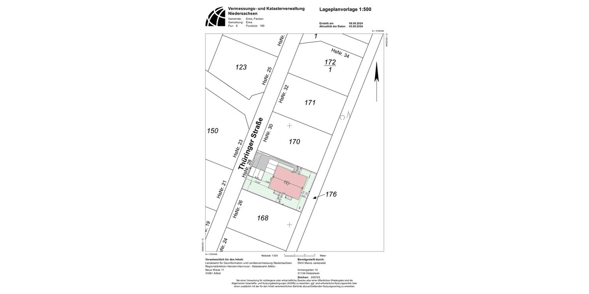 Lageplan mit Bebauungsplanung