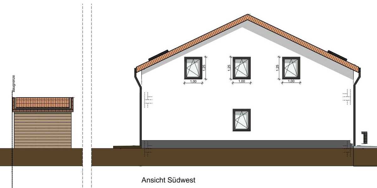 Ansicht Südwest - Planung Variante 1