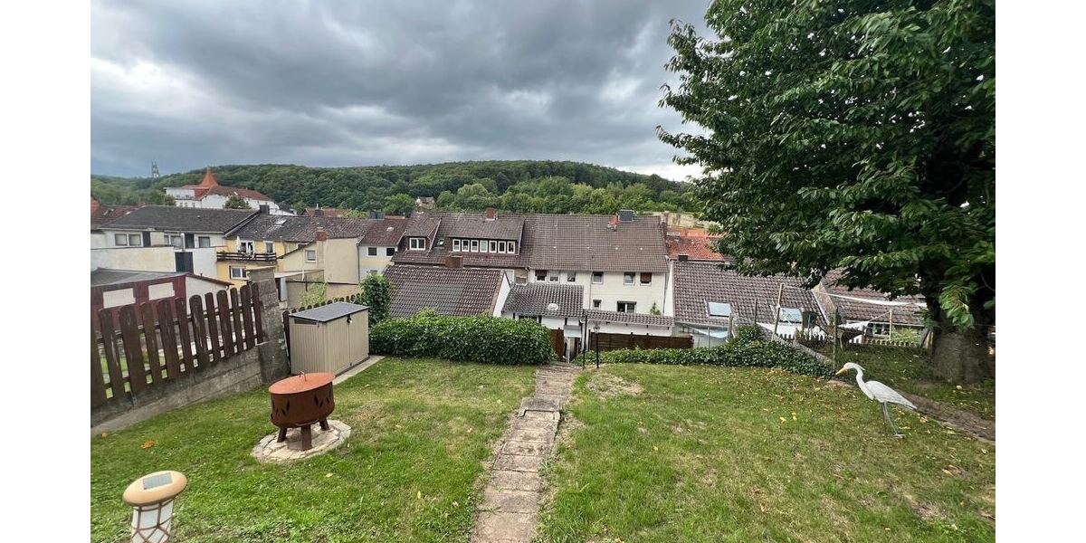 Blick vom Garten zum Haus