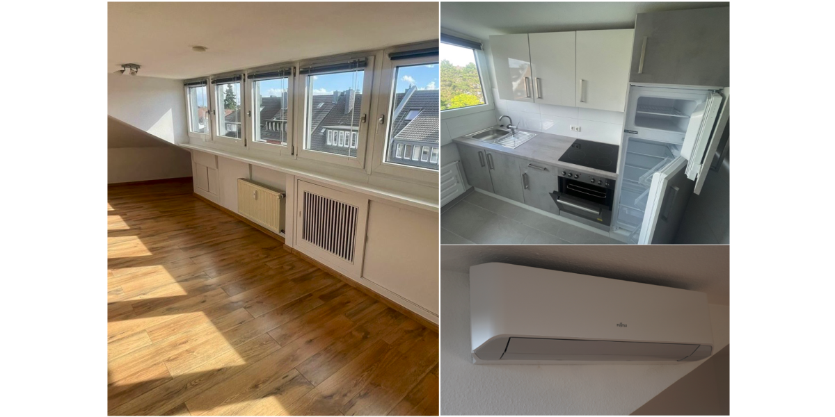 Provisionsfrei* SOFORT FREI! Rhein-nah - 2-Zm Penthouse Oberkassel - renoviert, Klimaanlage Einbauküche 55m² - Einfamilienhaus Düsseldorf Oberkassel | Angebot:27074522