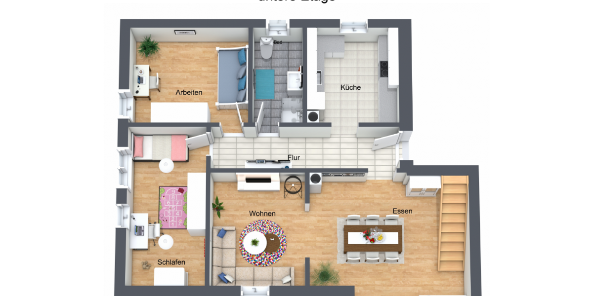 Grundriss untere Etage